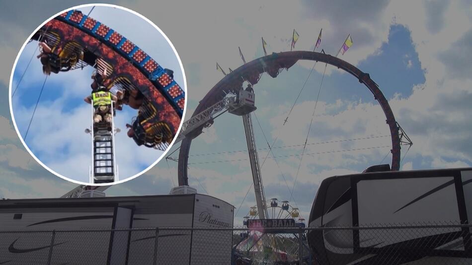 Achterbahn auf einem Volksfest in Crandon im US-Bundesstaat Wisconsin