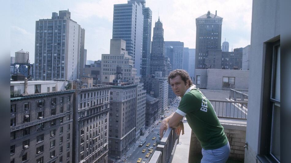 Fußball-Superstar Franz Beckenbauer nach seinem Wechsel zu New York Cosmos Ende der 1970er