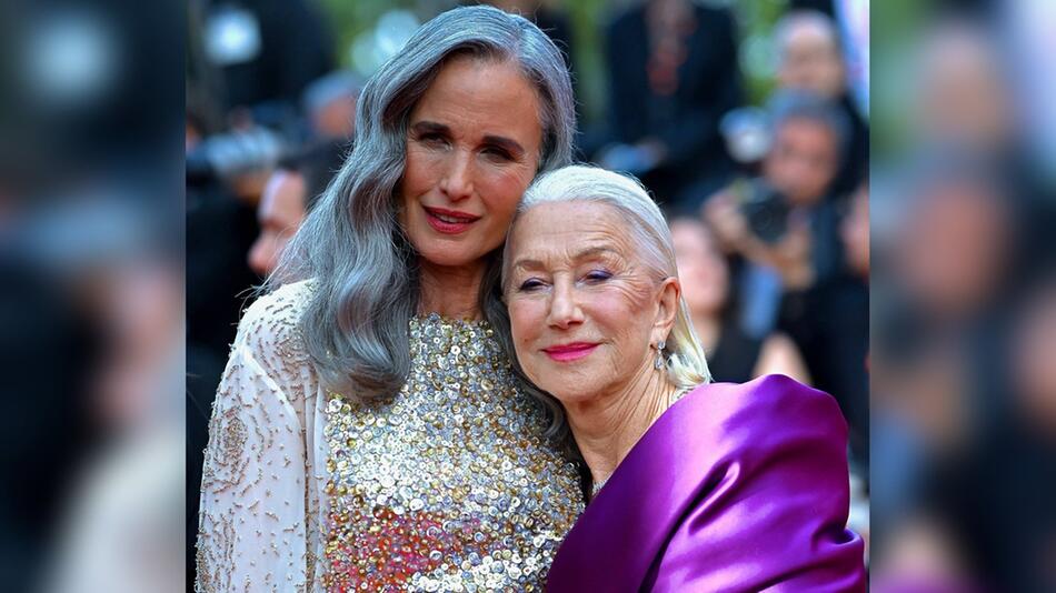 Sie stehen zu ihrem Alter: Andie MacDowell und Helen Mirren zeigen auf dem roten Teppich graue ...