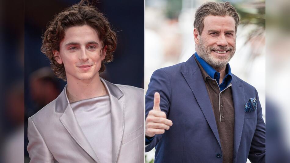 Spielen jetzt in einer Liga: Timothée Chalamet und John Travolta.