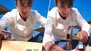 Millimeterarbeit: Zimmermann verblüfft mit unglaublicher Hammer-Technik