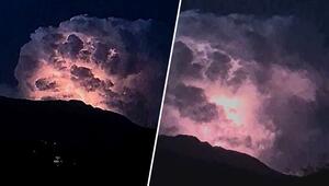 Feuerwerk der Natur: Gewitter lässt Wolke über Dorf in Italien leuchten
