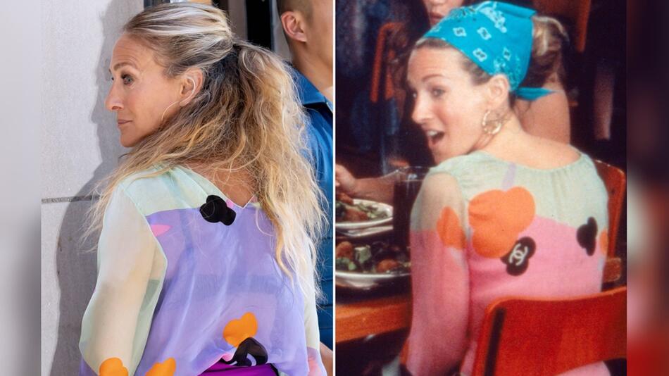 Sarah Jessica Parker recycelte für "And Just Like That..." 2024 (l.) einen Look von "Sex and the ...