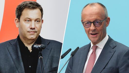 Lars Klingbeil, Bundesminister der Finanzen (SPD) und Bundeskanzler Friedrich Merz (CDU).