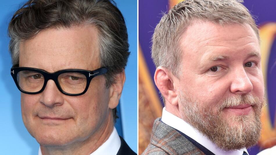 Colin Firth steht für Guy Ritchie (r.) vor der Kamera.