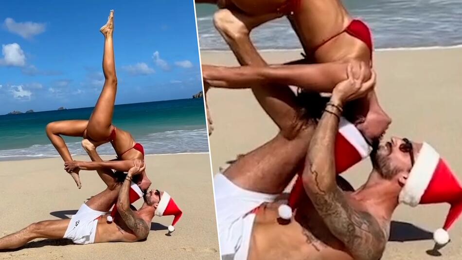 Aus der Karibik: Izabel Goulart und Kevin Trapp senden akrobatische Weihnachtsgrüße