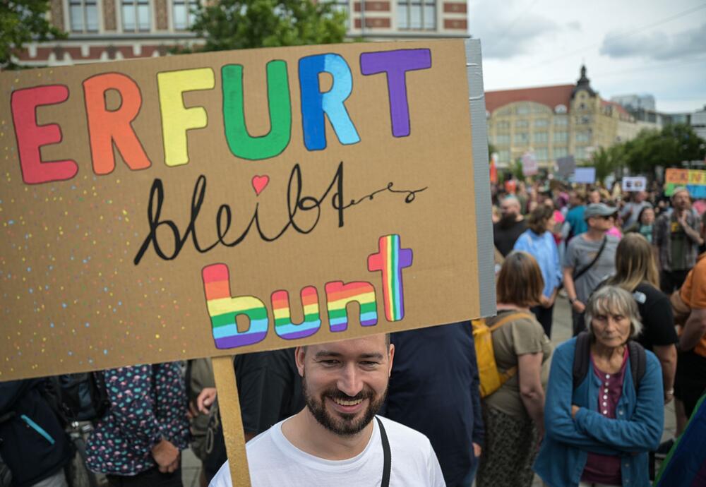 Demonstration gegen Rechtsextremismus in Erfurt