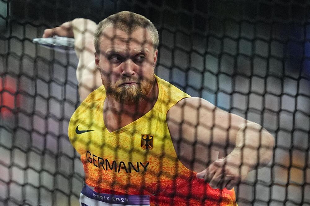 Der deutsche Diskuswerfer Clemens Prüfer während des Olympia-Finales