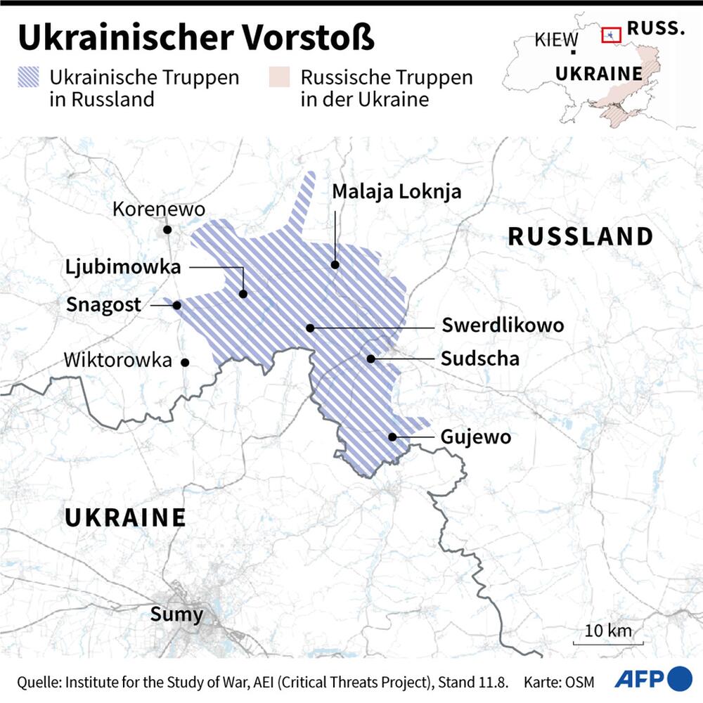 Karte: Ukrainischer Vorstoß nach Russland