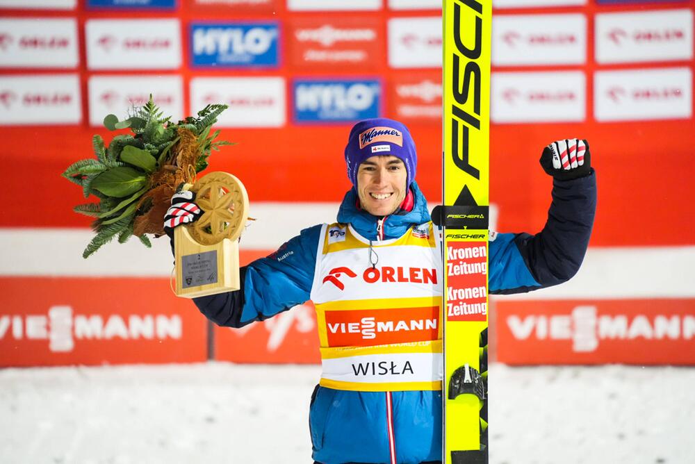 Österreichs Stefan Kraft freut sich über Platz zwei in Wisla