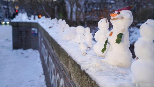 Schneegestalten auf der Krugkoppelbrücke