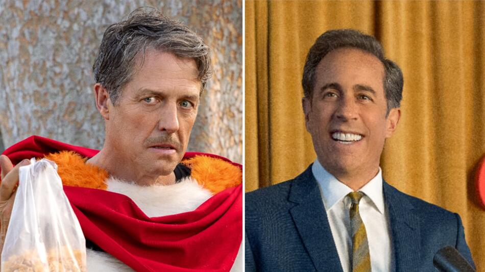 Hugh Grant (l.) und Jerry Seinfeld in der gemeinsamen Netflix-Komödie "Unfrosted: The Pop-Tart ...