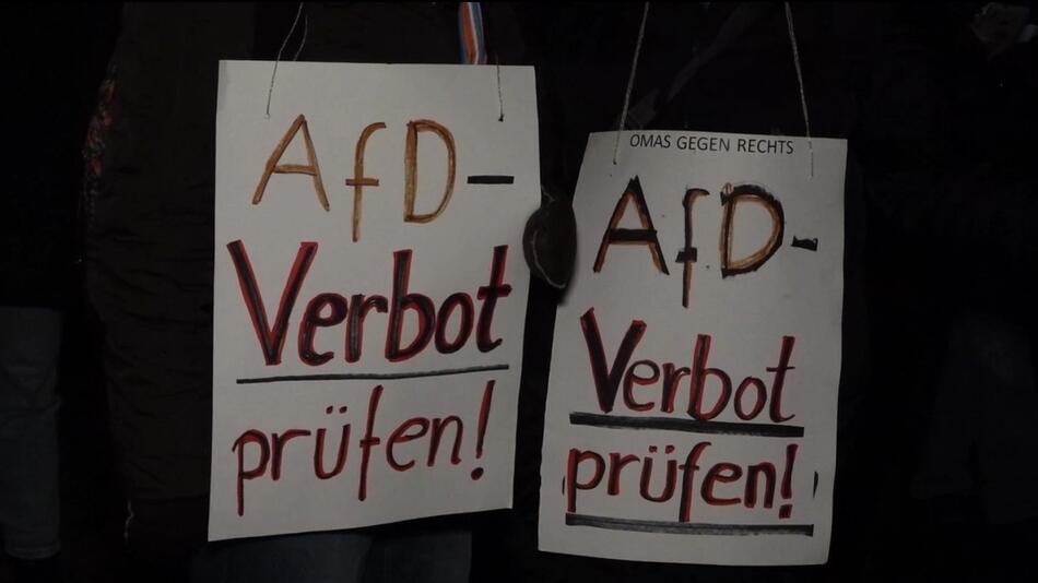 Demo-Plakate für AfD-Verbotsverfahren