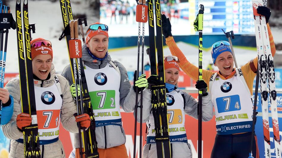 Mixed-Staffel in Pokljuka im Jahr 2020