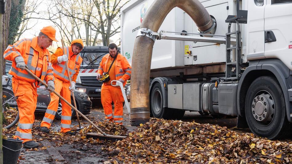 Beginn der Laubsaison der Hamburger Stadtreinigung