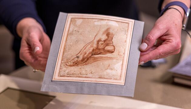 Zeichnung eines Fußes von Michelangelo