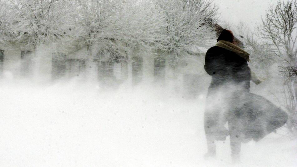 Person im Schneesturm