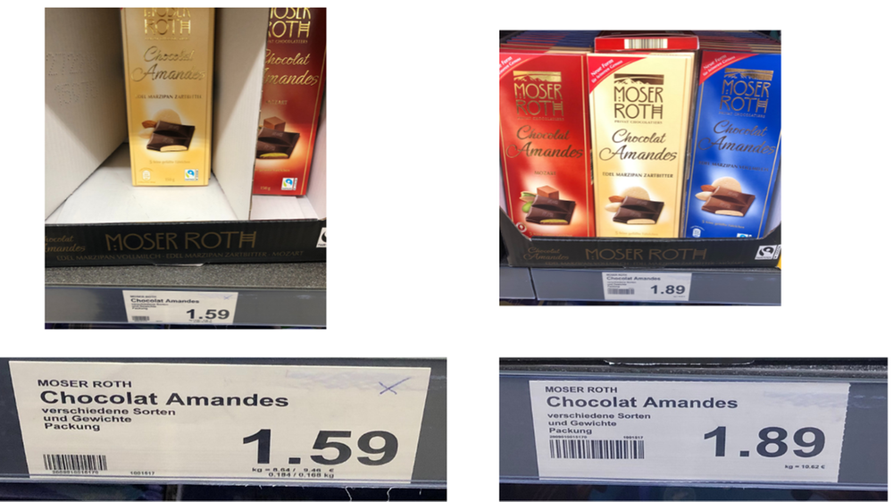 Moser Roth Chocolat Amandes - Schokolade Aldi Nord - Mogelpackung