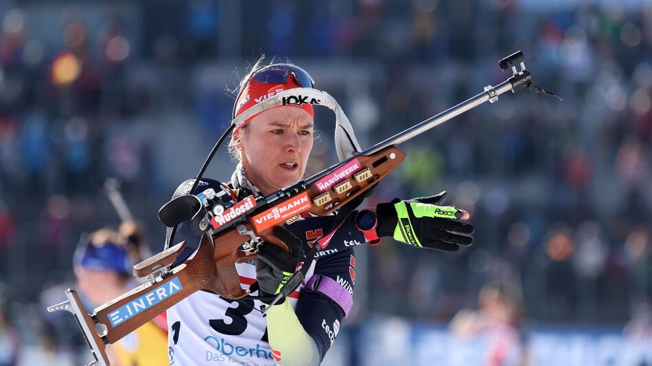 Denise Herrmann-Wick am Schießstand in Oberhof