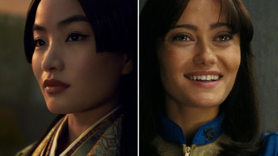 Zwei der Gesichter des zurückliegenden Serienjahres: Anna Sawai in "Shōgun", daneben rechts ...