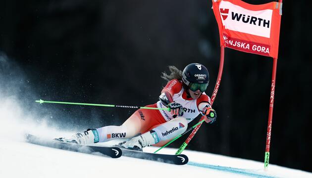 Camille Rast hat den Riesenslalom in Kranjska Gora gewonnen.