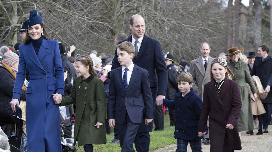 Prinzessin Kate und Prinzessin Charlotte und Prinz William und Prinz George und Mia Tindall