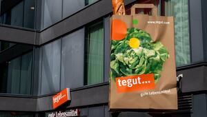 Tegut-Eingang mit Rabattschild.
