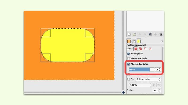 Abgerundete Ecken in GIMP
