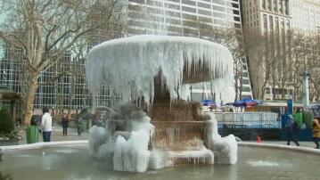 USA, Springbrunnen, New York, Kälte, Winter, Eis