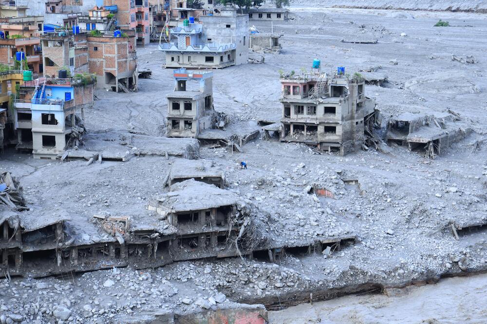 Zerstörte Häuser in Nepal