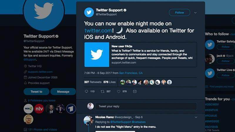 Nachtmodus bei Twitter