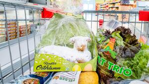 Einkaufswagen mit Osterlamm