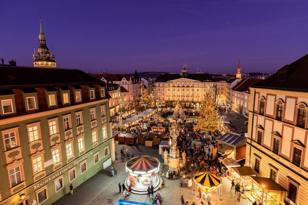 Weihnachtsmarkt auf dem Krautmarkt in Brünn